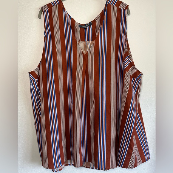 ModCloth My Kind Of Casual Shift Shirt Striped V-Neck Women's Size 4X - Picture 1 of 3